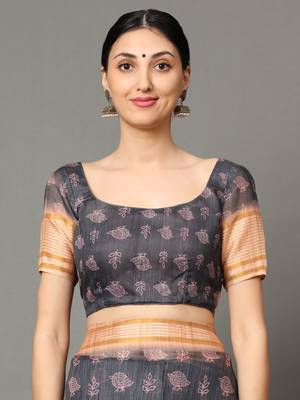 MISHRI COLLECTION Women's Saree Pure Cotton Fabric Digital Print Saree with Unstitched Blouse Piece (Free Size) 4