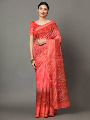MISHRI COLLECTION Women's Saree Pure Cotton Fabric Digital Print Saree with Unstitched Blouse Piece (Free Size) 1
