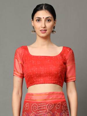MISHRI COLLECTION Women's Saree Pure Cotton Fabric Digital Print Saree with Unstitched Blouse Piece (Free Size) 4