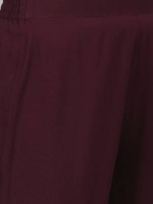 Wine printed viscose rayon Kurta Set 5