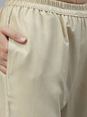 Beige embroidered cotton silk Kurta Set 5