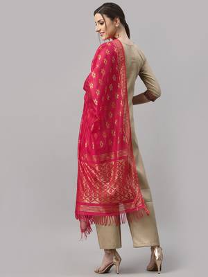 Beige woven cotton silk Kurta Set 4