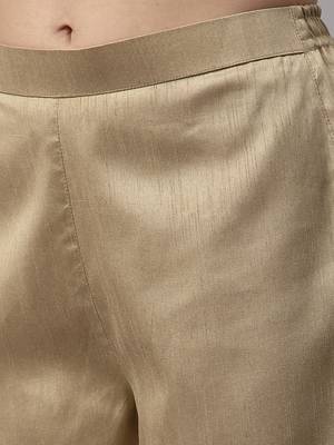 Beige woven cotton silk Kurta Set 5