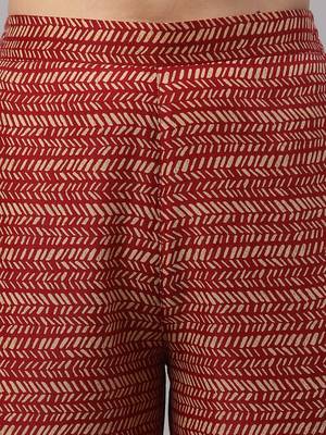 Maroon printed cotton silk Kurta Set 5