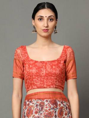 MISHRI COLLECTION Women's Saree Pure Cotton Fabric Digital Print Saree with Unstitched Blouse Piece (Free Size) 4