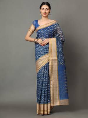 MISHRI COLLECTION Women's Saree Pure Cotton Fabric Digital Print Saree with Unstitched Blouse Piece (Free Size) 1