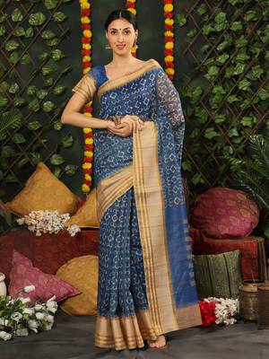 MISHRI COLLECTION Women's Saree Pure Cotton Fabric Digital Print Saree with Unstitched Blouse Piece (Free Size) 2