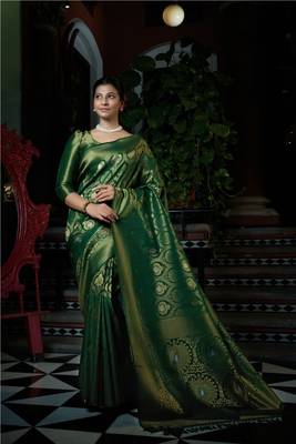 dark_green Designer Kanjivaram Silk Saree 1