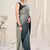 Grey plain chiffon saree with blouse