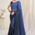 Blue plain chiffon saree with blouse