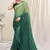 Green plain chiffon saree with blouse