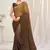 Brown plain chiffon saree with blouse
