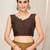 Brown plain chiffon saree with blouse