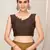 Brown plain chiffon saree with blouse