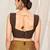 Brown plain chiffon saree with blouse