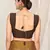 Brown plain chiffon saree with blouse