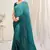 Turquoise plain chiffon saree with blouse