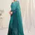 Turquoise plain chiffon saree with blouse