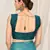 Turquoise plain chiffon saree with blouse