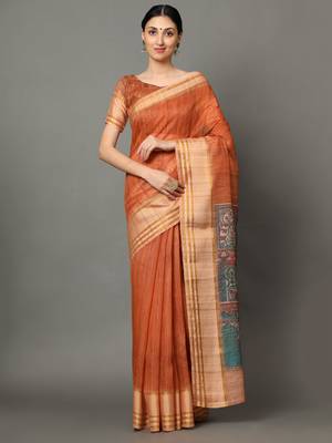 MISHRI COLLECTION Women's Saree Pure Cotton Fabric Digital Print Saree with Unstitched Blouse Piece (Free Size) 1