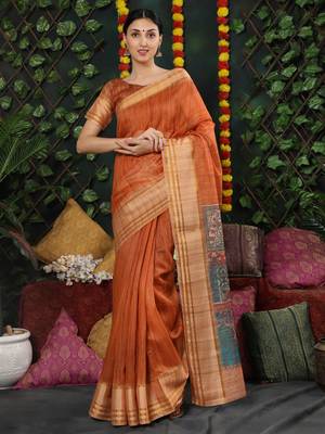 MISHRI COLLECTION Women's Saree Pure Cotton Fabric Digital Print Saree with Unstitched Blouse Piece (Free Size) 2