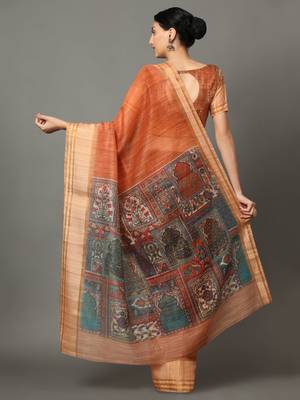 MISHRI COLLECTION Women's Saree Pure Cotton Fabric Digital Print Saree with Unstitched Blouse Piece (Free Size) 3