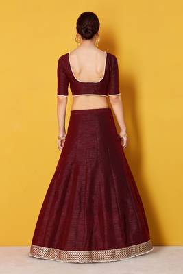 Maroon Zari Embroidered Art Silk Lehenga Choli For Wedding 4