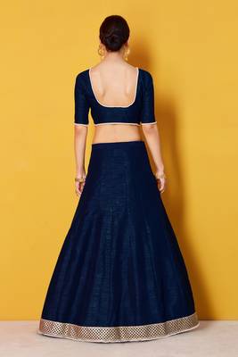Captivating Navy Blue Zari Embroidered Art Silk Party Wear Lehenga Choli 5