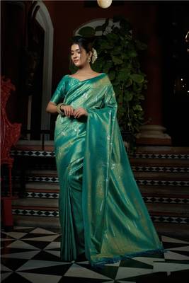Sky Blue Designer Kanjivaram Silk Saree 1