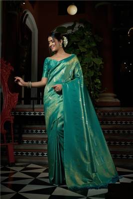 Sky Blue Designer Kanjivaram Silk Saree 2