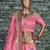 Pink Thread, Dori, Zari, and Sequins embroidered with stone work art silk semi stitched bridal lehenga