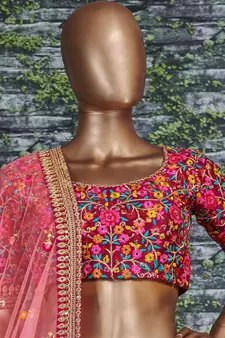 Yellow Thread Dori Zari And Sequins Embroidered With Stonework Mulberry Silk Semi Stitched Lehenga Choli For Bride