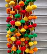 Pack of Woolen Pom Pom Garlands with Bell  diwali  christmas  new year Party Decor  Photo Prop  Indian