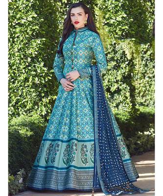 Partywear Designer Firozi Heavy Soft Killer Silk Salwar Suit 1