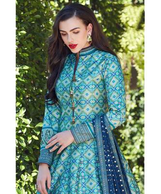 Partywear Designer Firozi Heavy Soft Killer Silk Salwar Suit 2