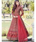 Partywear Designer Red Heavy Soft Killer Silk Salwar Suit