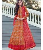 Partywear Designer Orange Heavy Soft Killer Silk Salwar Suit