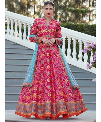 Partywear Designer Pink Heavy Soft Killer Silk Salwar Suit 1