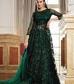 Green sequins net salwar