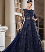 Blue sequins net salwar