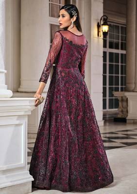 Hot-pink sequins net salwar 3