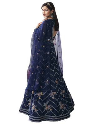 Royal-blue embroidered net salwar 3