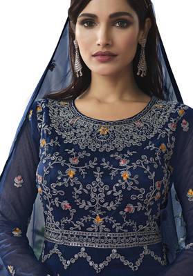 Royal-blue embroidered net salwar 4