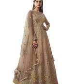 Beige embroidered net salwar