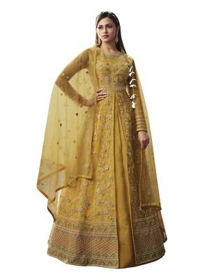 Yellow embroidered net salwar 1