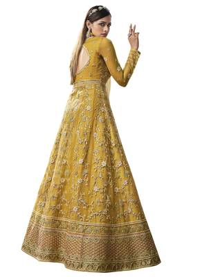 Yellow embroidered net salwar 2