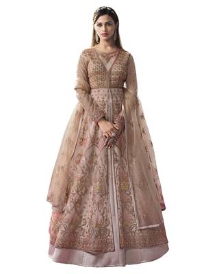 Light-onion-pink embroidered net salwar 1