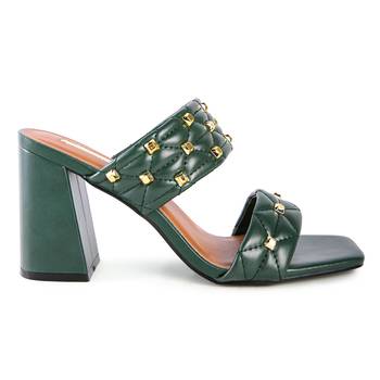 Fischer Block Heel Sandals in Green 2