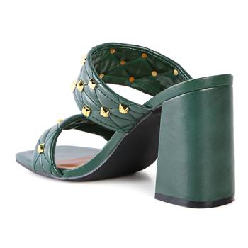 Fischer Block Heel Sandals in Green 3