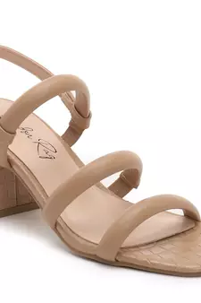 Slater Croc Slingback Block Sandals in Nude